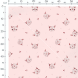 Tissu - Cochons roses sur fond rose