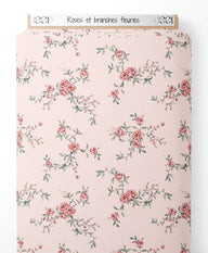 Tissu - Roses et branches fleuries