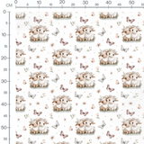 Tissu - Moutons et papillons floraux