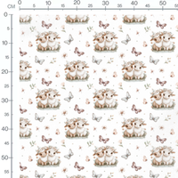 Tissu - Moutons et papillons floraux