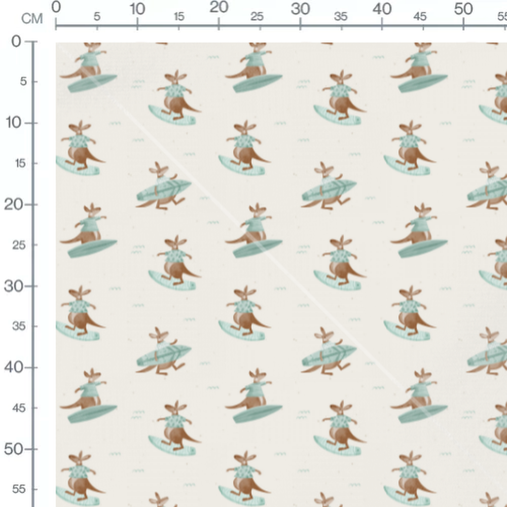 Tissu - Kangourous sur planches