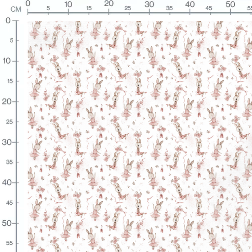 Tissu - Lapins en tutu sur fond blanc