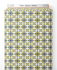 Tissu - Fleurs stylisées colorées