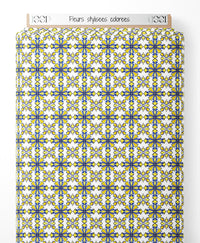 Tissu - Fleurs stylisées colorées