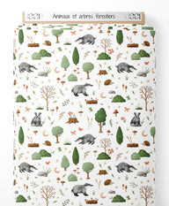 Tissu - Animaux et arbres forestiers