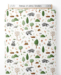 Tissu - Animaux et arbres forestiers