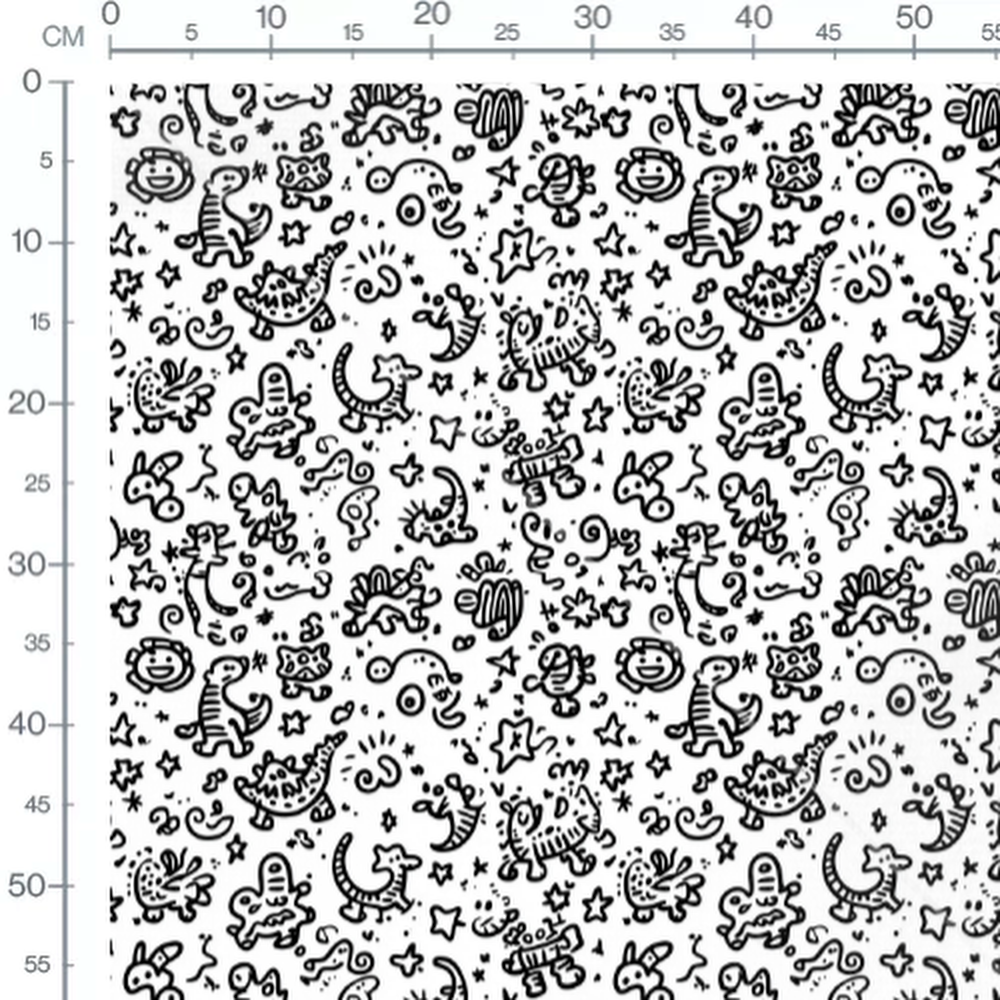 Tissu - Tissu Dino Enfant Doodle