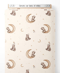 Tissu - Oursons sur lunes et étoiles