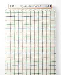 Tissu - Carreaux bleus et verts 2