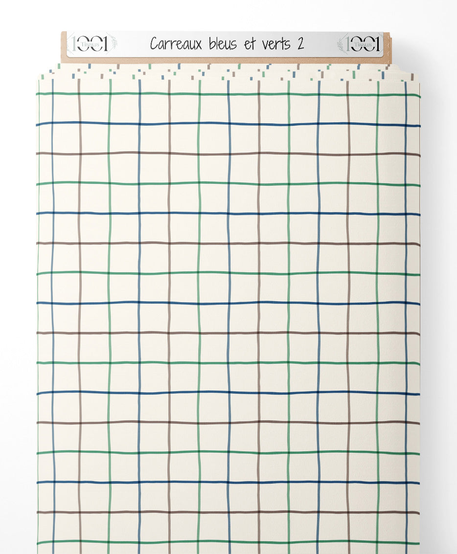 Tissu - Carreaux bleus et verts 2