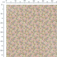 Tissu - Fleurs pastel sur fond kaki
