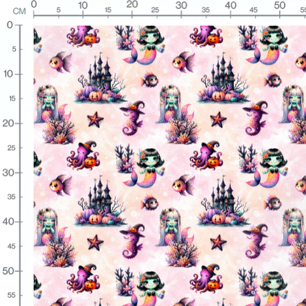 Tissu - Créatures marines Halloween