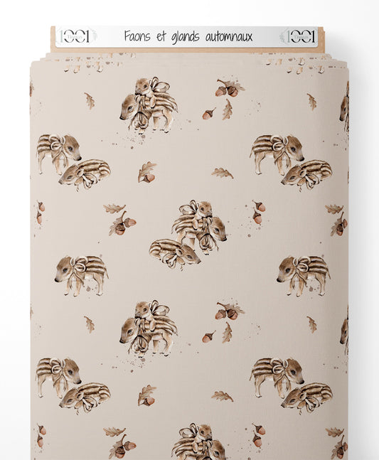 Tissu - Faons et glands automnaux