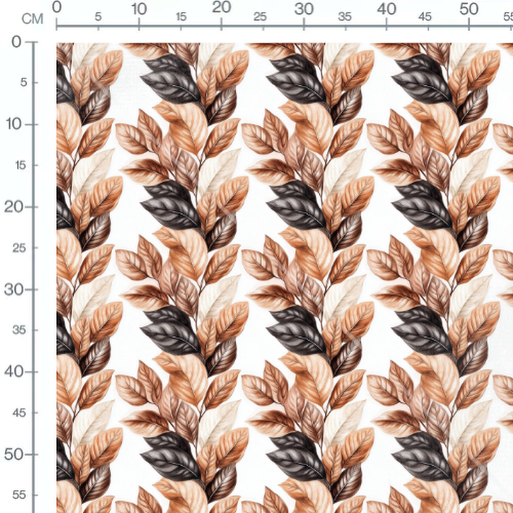 Tissu - feuilles automne marron et noir