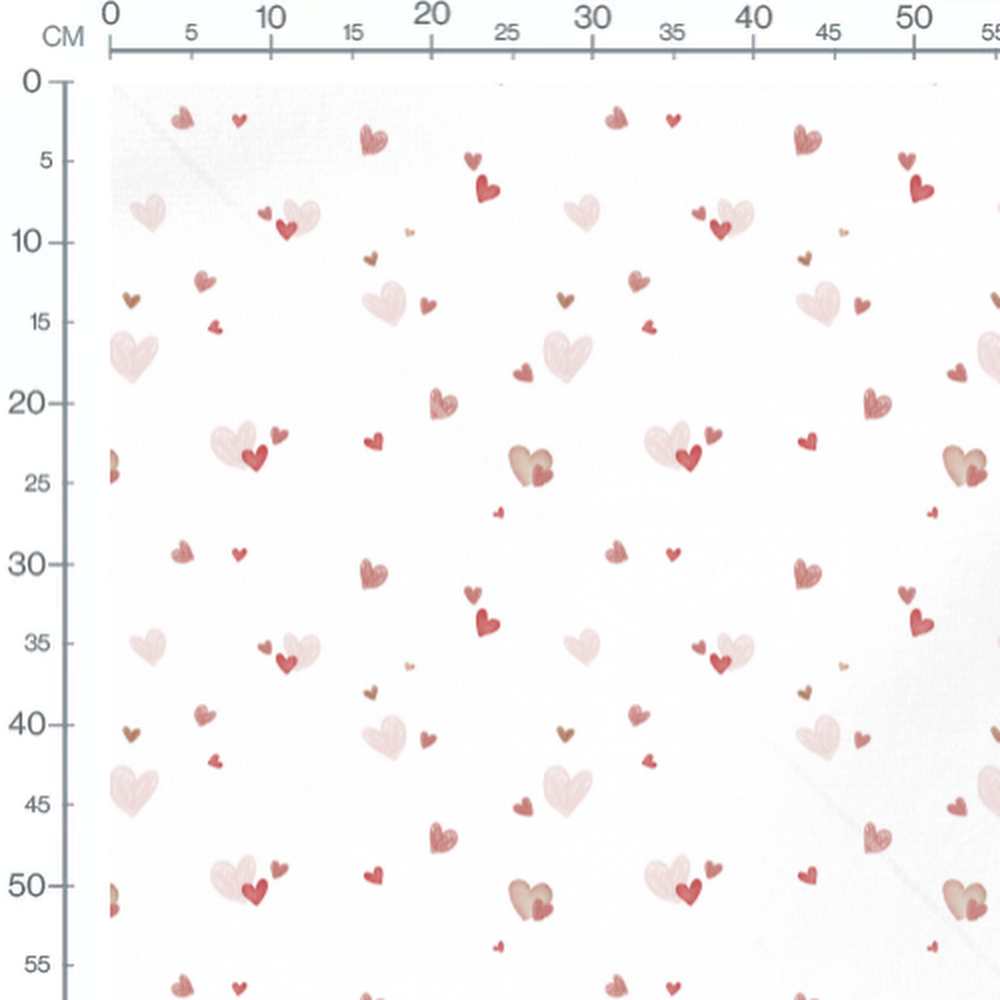 Tissu - Petits cœurs marron et roses