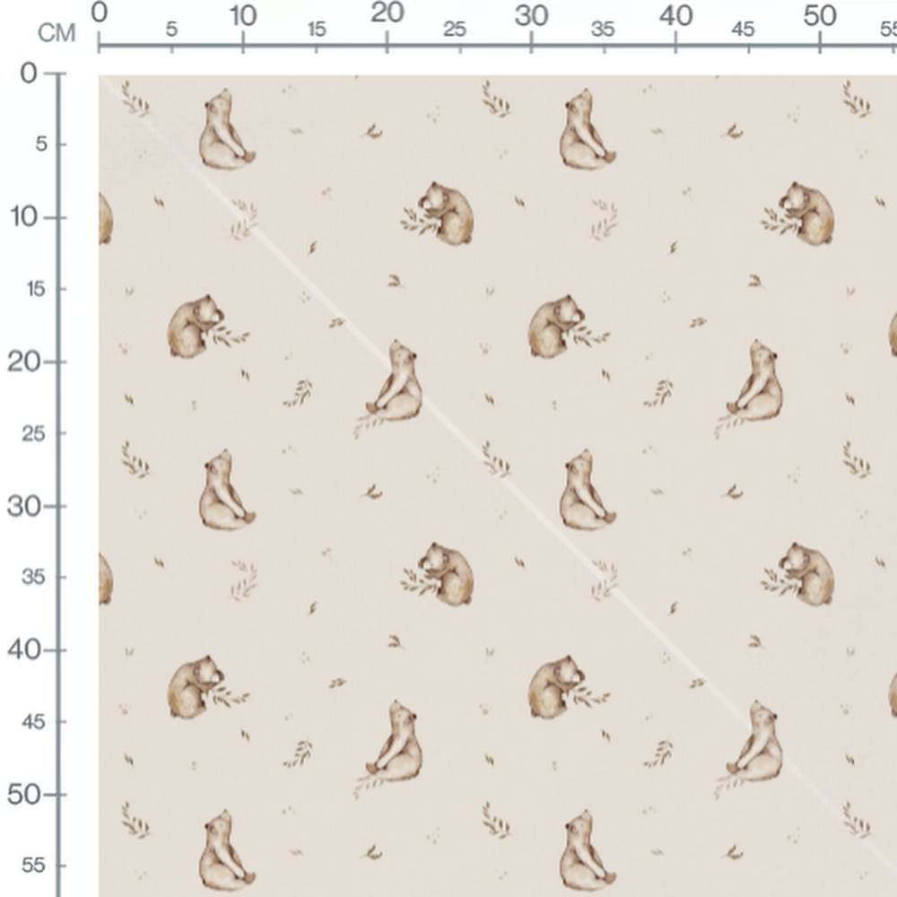 Tissu - Ours bruns sur fond beige
