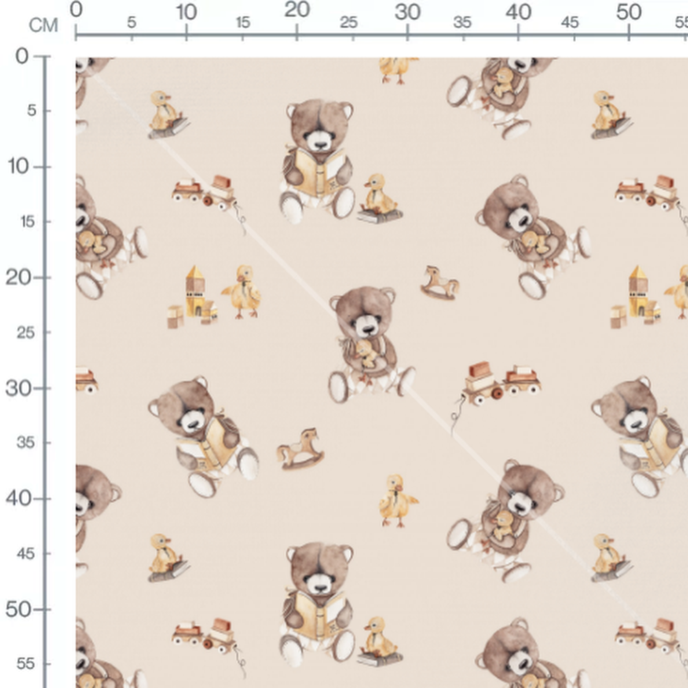 Tissu - Oursons et jouets sur beige 5