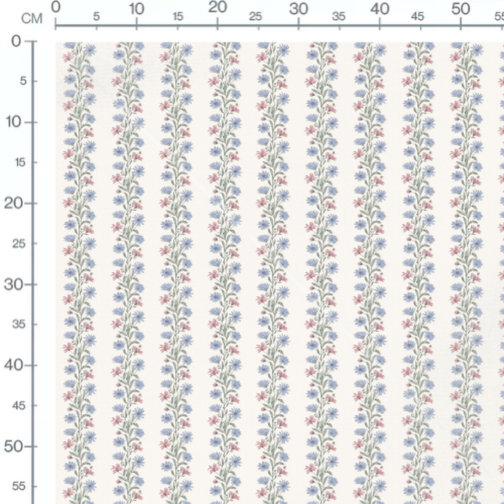 Tissu - Fleurs bleues et roses