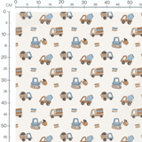 Tissu - Camions bleus et marron