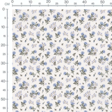 Tissu - Roses bleues et feuillage vert