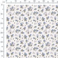 Tissu - Roses bleues et feuillage vert