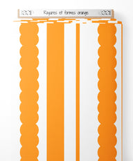 Tissu - Rayures et formes orange