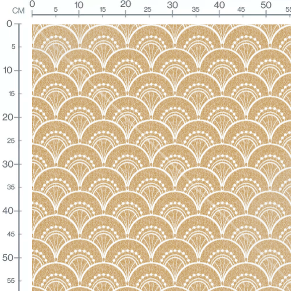 Tissu - Motif éventail doré