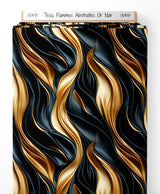 Tissu - Flammes Abstraites Or Noir