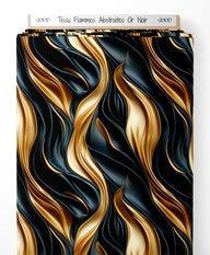 Tissu - Flammes Abstraites Or Noir