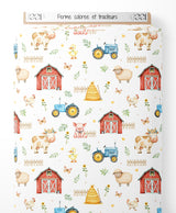 Tissu - Ferme colorée et tracteurs