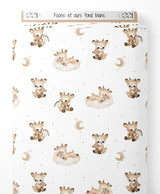 Tissu - Faons et ours sur fond blanc