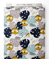 Tissu - Lions et feuilles tropicales