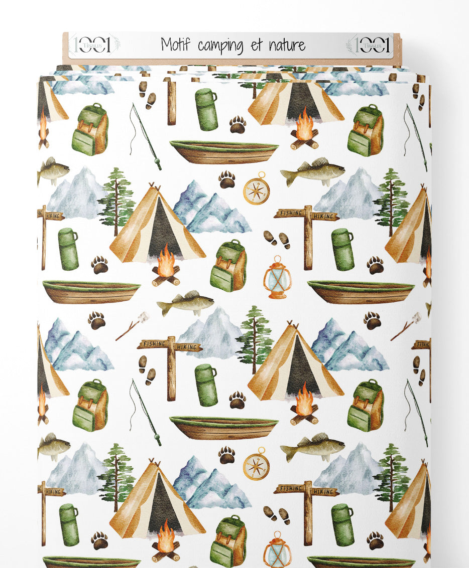 Tissu - Motif camping et nature
