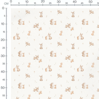 Tissu - Lapins beiges sur fond blanc