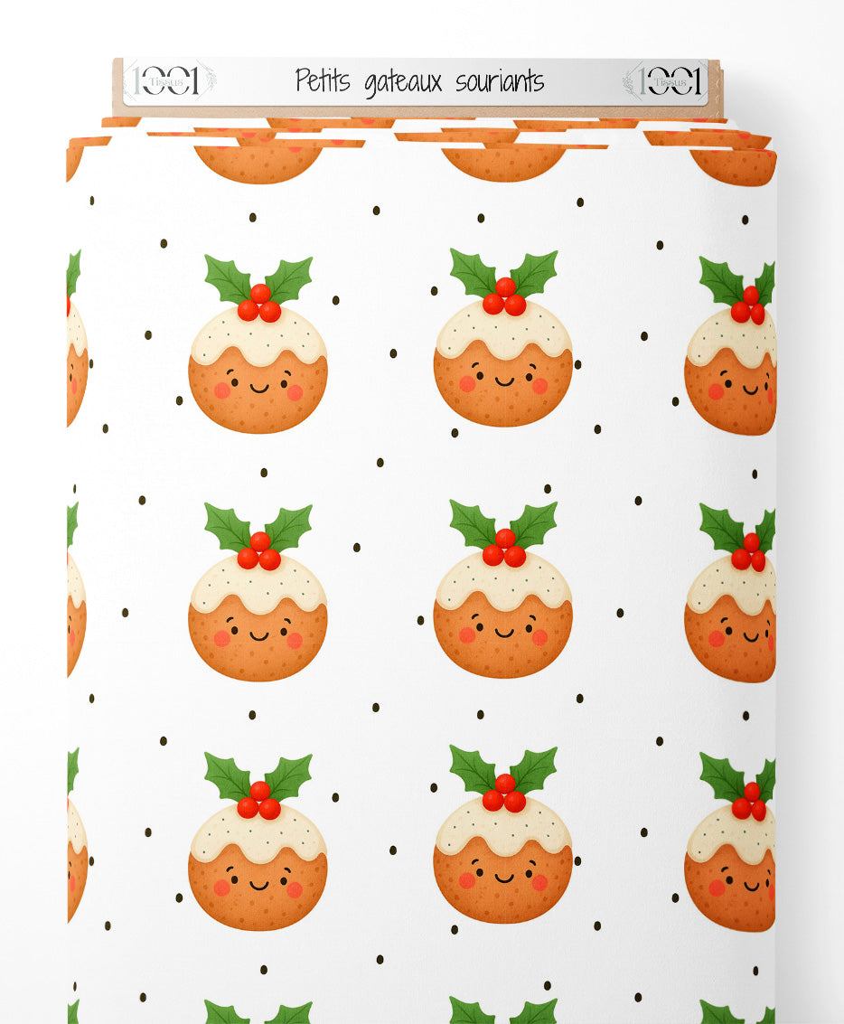 Tissu - Petits gâteaux souriants