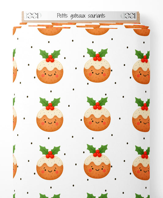 Tissu - Petits gâteaux souriants
