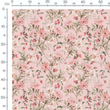Tissu - Roses et baies sur fond rose