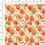 Tissu - Pêches orange sur rose pâle