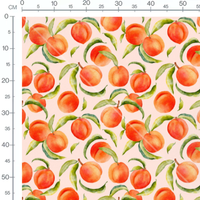 Tissu - Pêches orange sur rose pâle