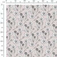 Tissu - Fleurs et feuilles noires