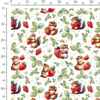 Tissu - Écureuils et fraises
