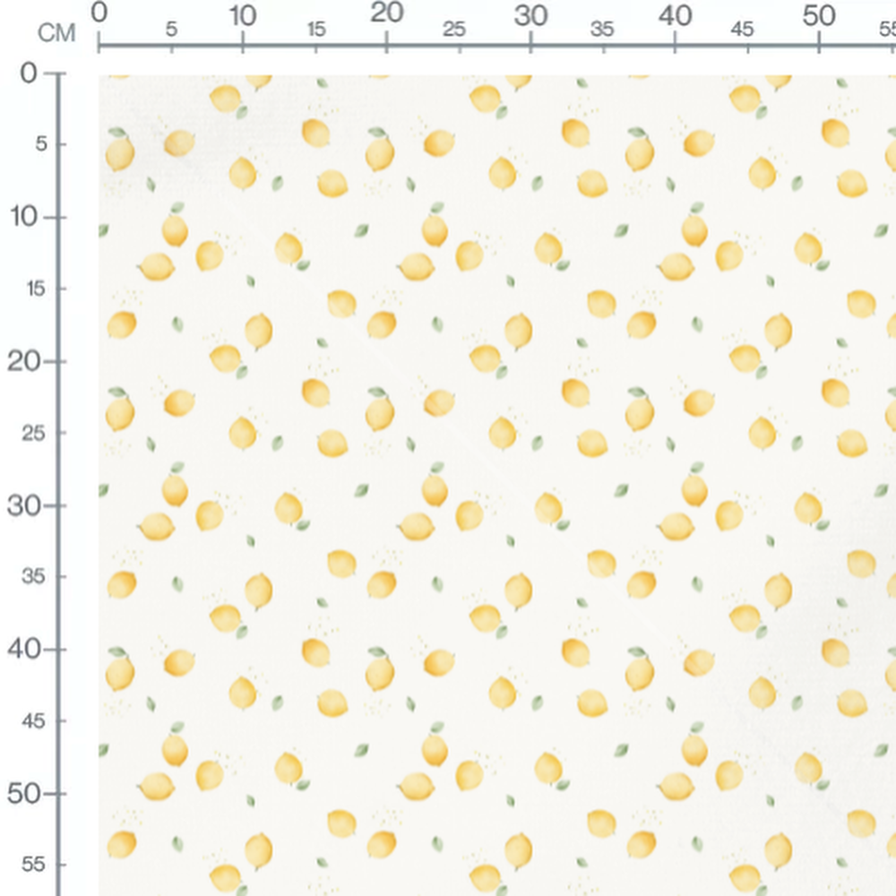 Tissu - Citrons et feuilles sur blanc 2