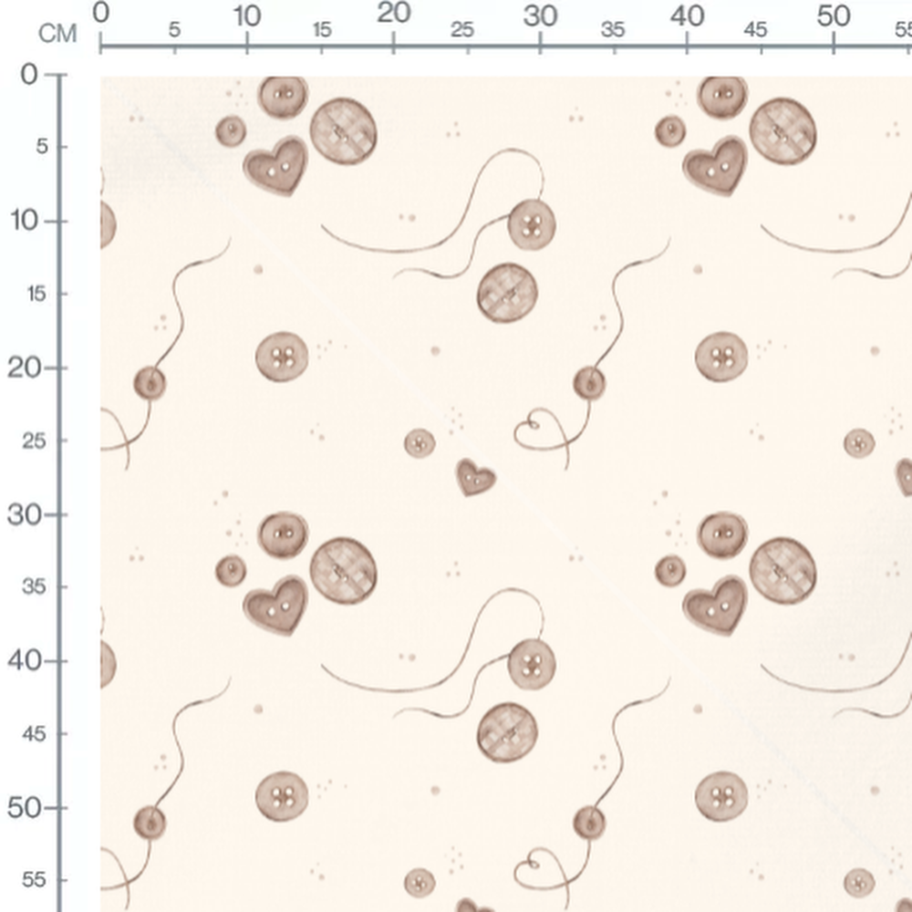 Tissu - Boutons marron sur beige