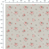 Tissu - Bouquets de roses sur fond gris