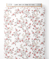 Tissu - Lapins dans un champ de roses