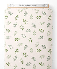Tissu - Feuilles stylisées en vert