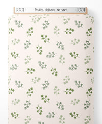 Tissu - Feuilles stylisées en vert