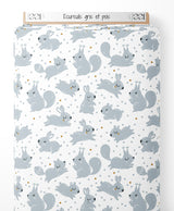 Tissu - Écureuils gris et pois