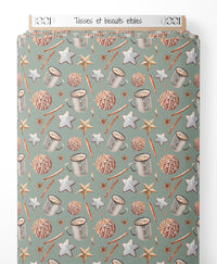 Tissu - Tasses et biscuits étoilés