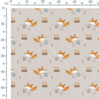 Tissu - Renard arrosoir et fleurs